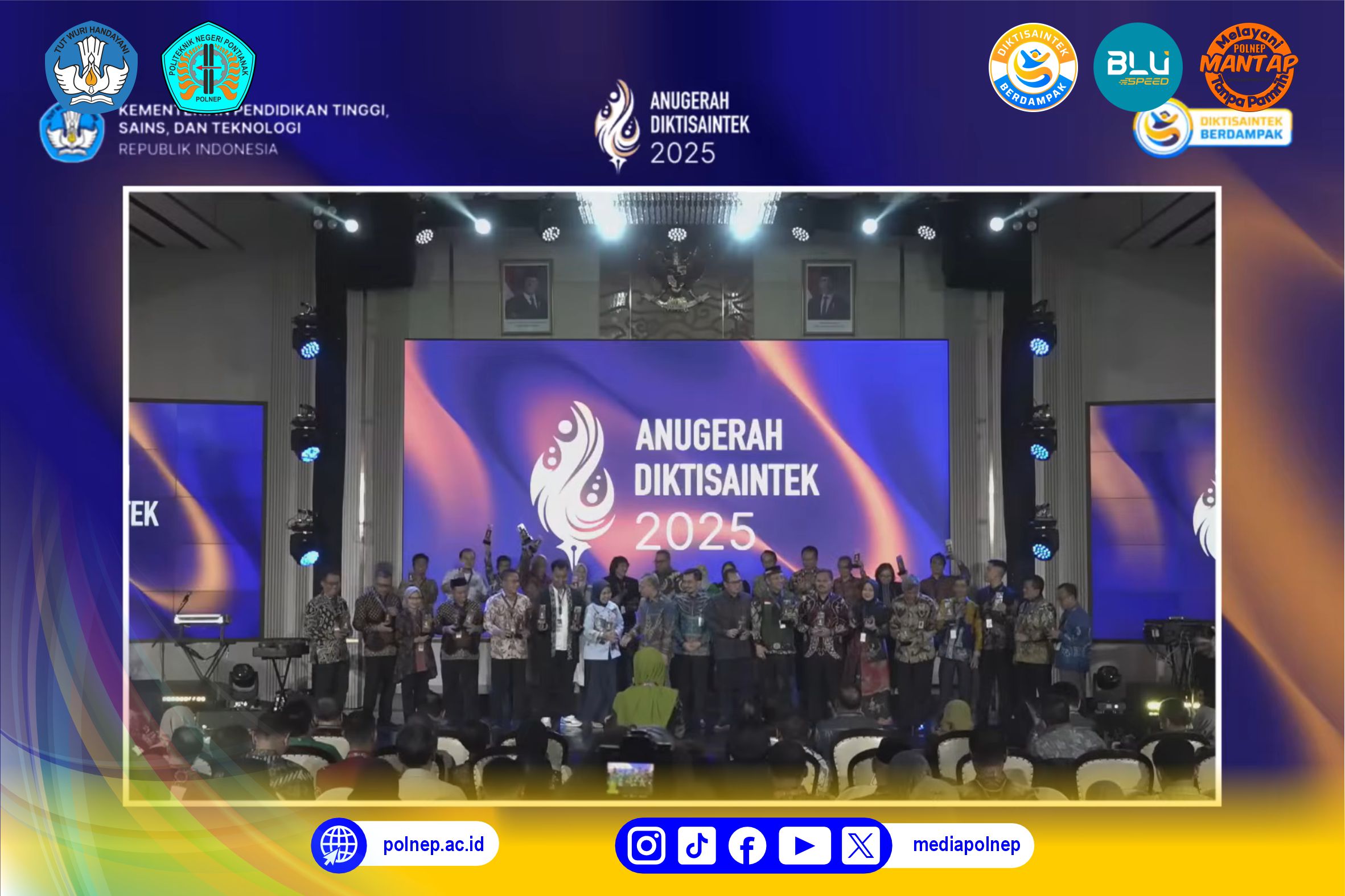 POLITEKNIK NEGERI PONTIANAK RAIH BRONZE WINNER DI ANUGERAH HUMAS DIKTISAINTEK 2025 SUB KATEGORI MEDIA SOSIAL